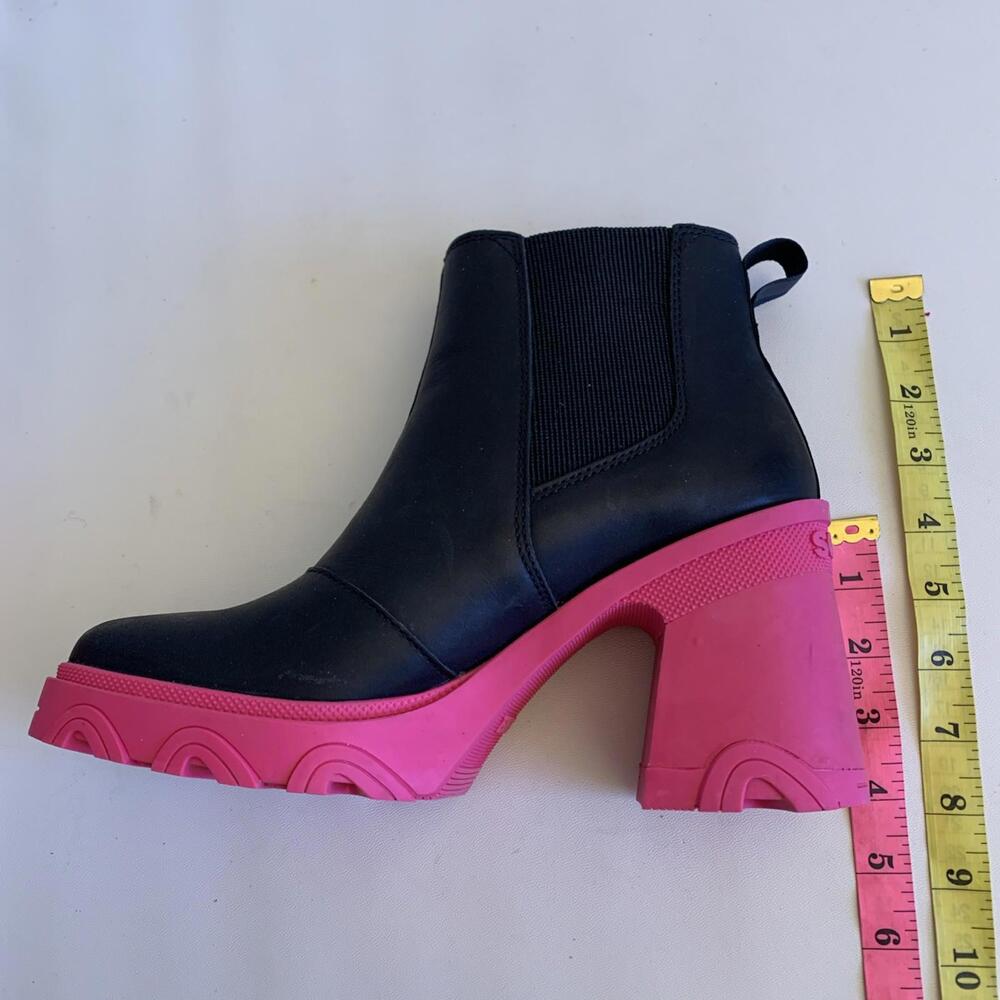 Sorel Women's Black Pink Brex Chelsea Ankle Bootie Boots US SZ 9 Chunky Platform - Picture 10 of 12